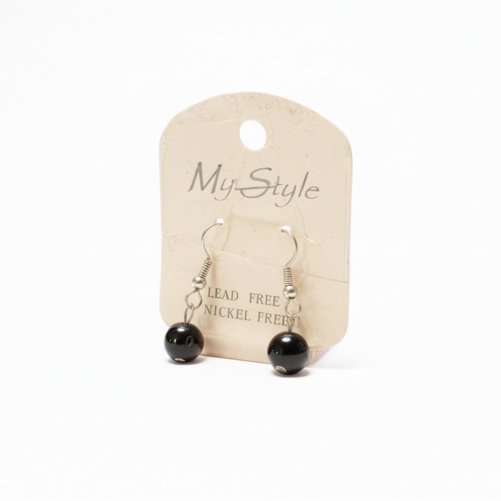 Black Beaded Drop Earrings